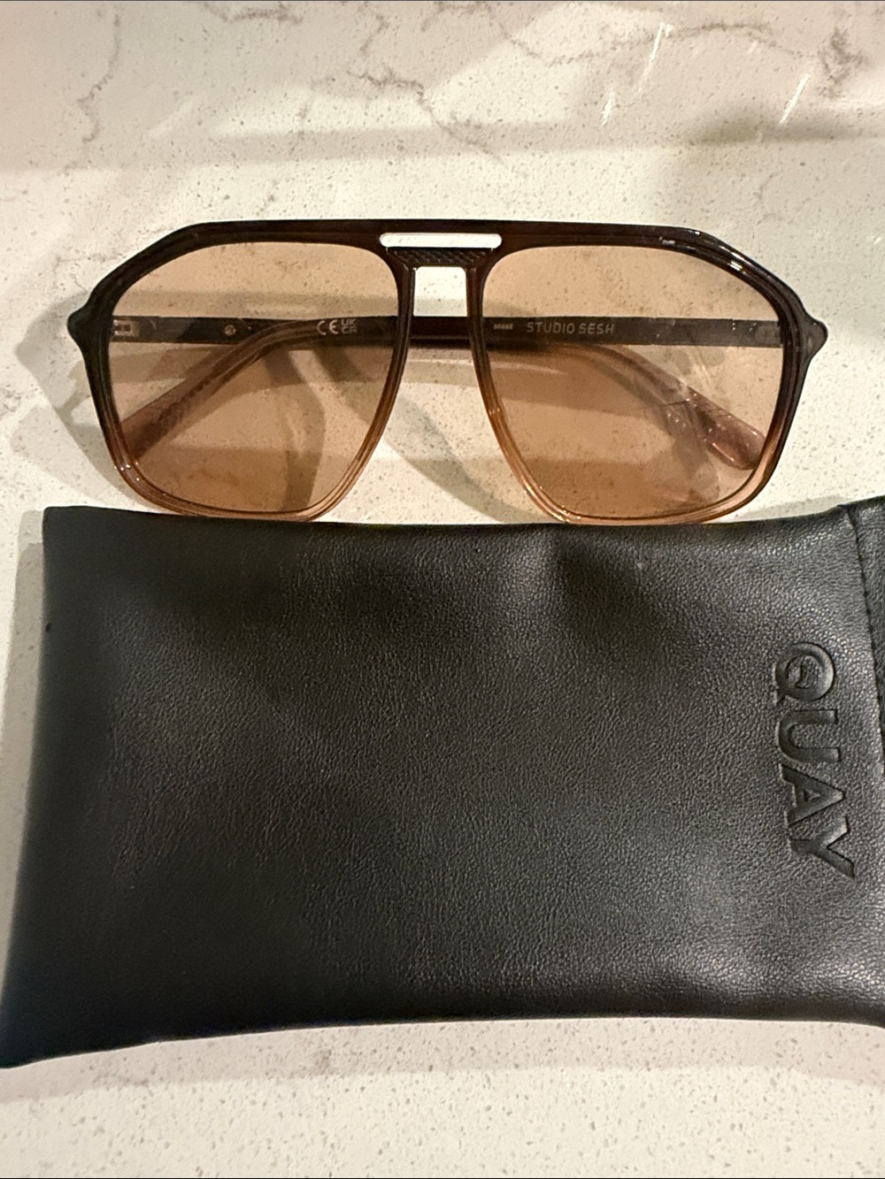 Quay Australia Brown Gradient Aviator Sunglasses